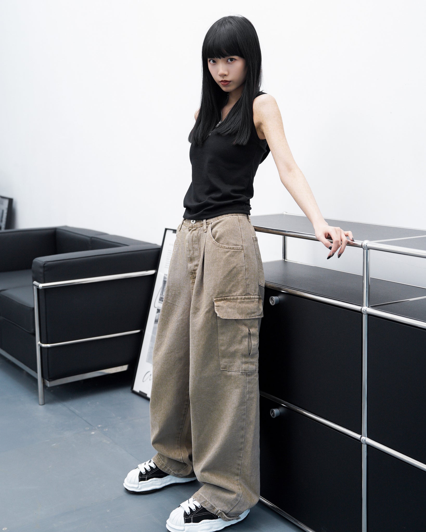 [UNISEX] Dyeing Cargo Denim Pants/ 2色