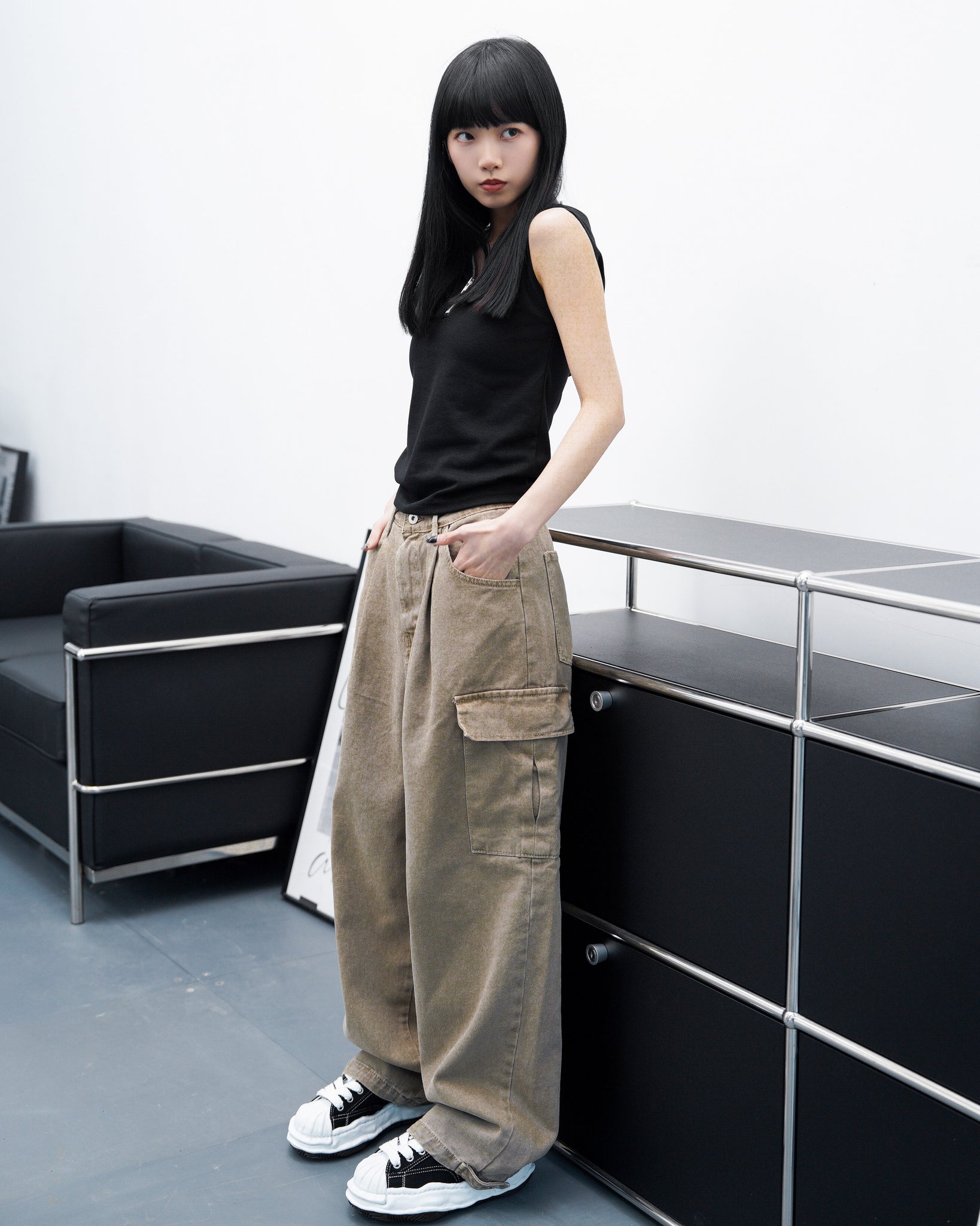[UNISEX] Dyeing Cargo Denim Pants/ 2色