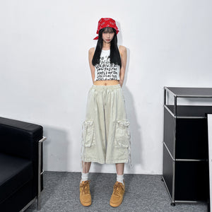[UNISEX] 水洗BEST STRING CARGO BERMUDA PANTS/ 2色