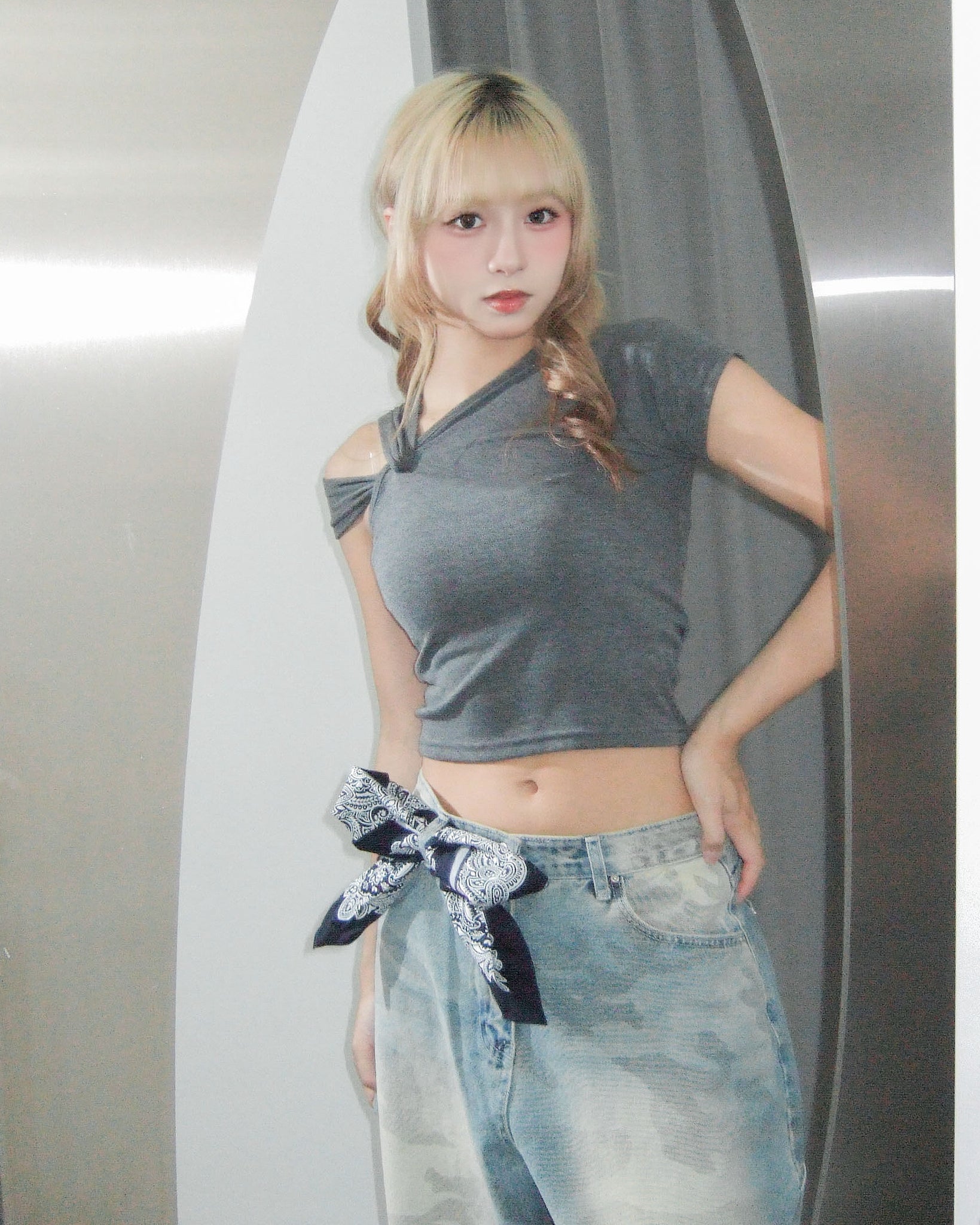 [2WAY] UNTIE THE KNOT CROP TEE/ 2色