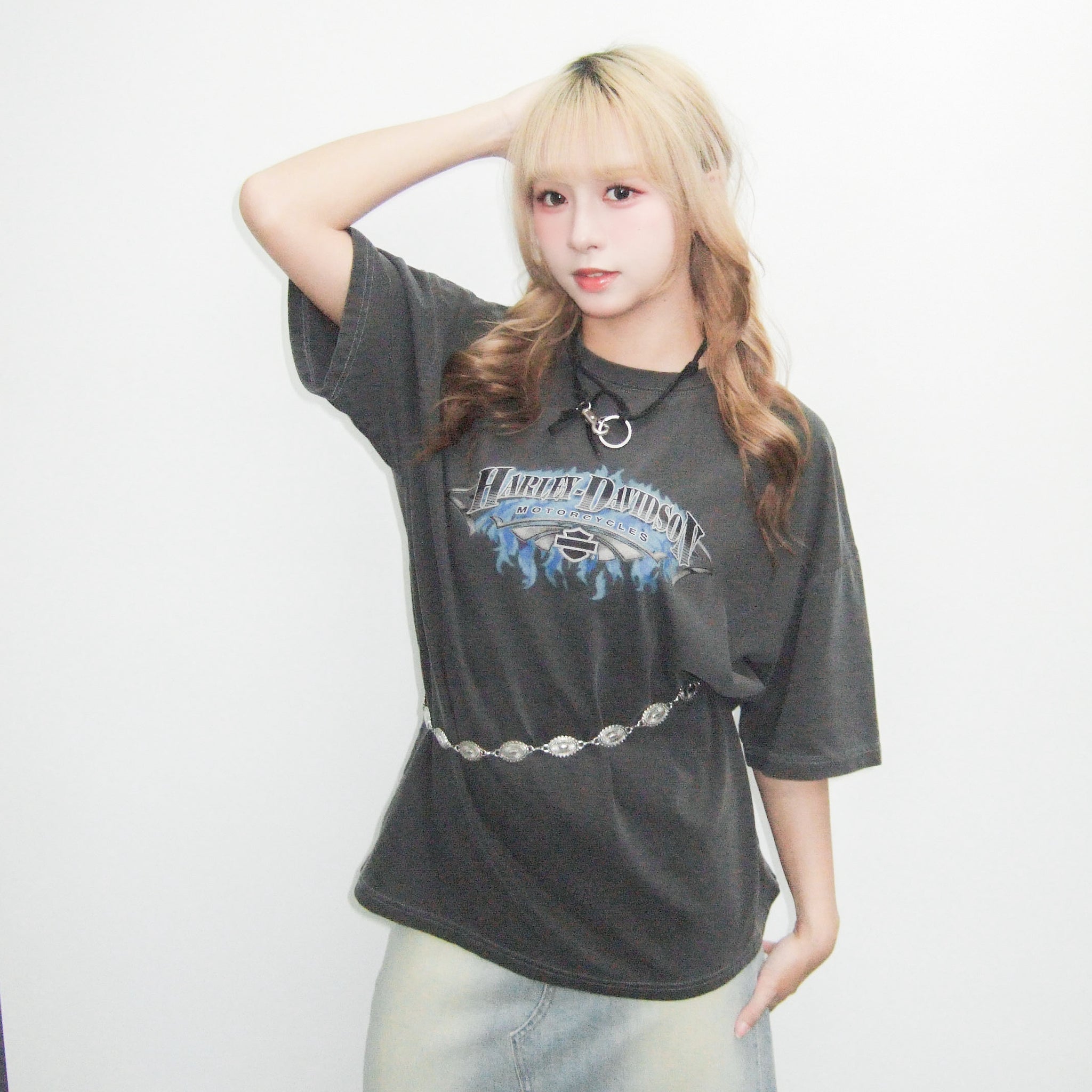 [UNISEX] FIRE HARLEY DAVIDSON OVERSIZE TEE/ 1色