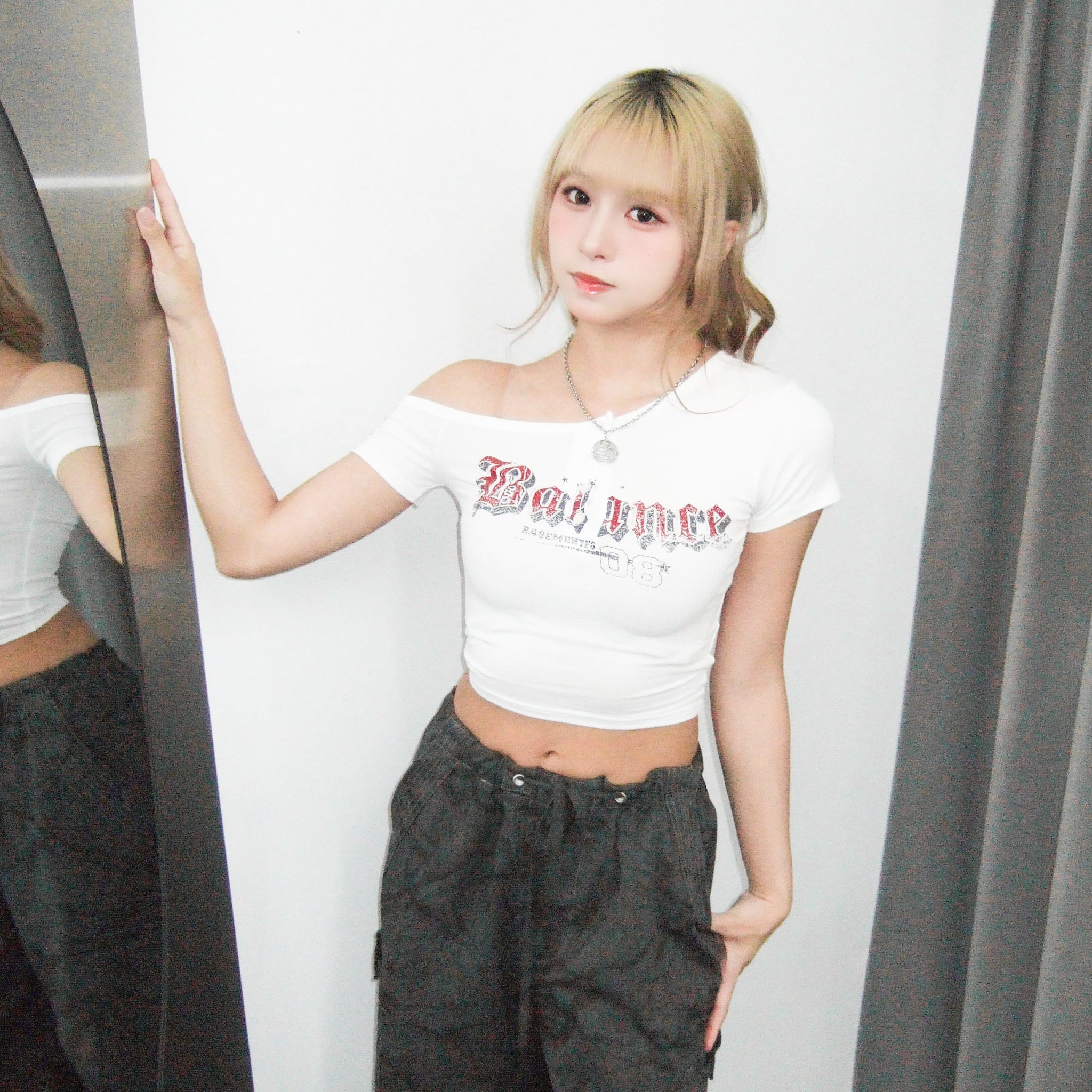 JENNY OFF SHOULDER CROP TEE/ 2色