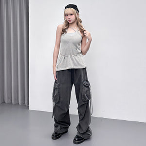 DAMAGE HALTER NECK SLEEVELESS KNIT/ 2色