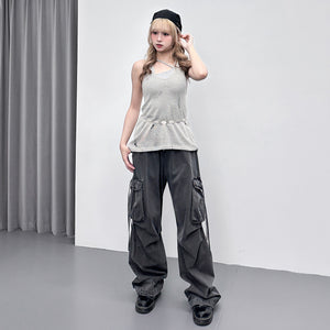 DAMAGE HALTER NECK SLEEVELESS KNIT/ 2色