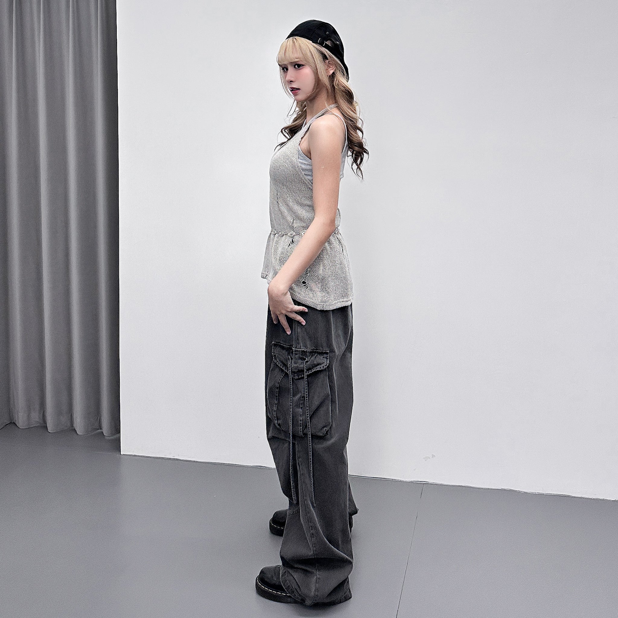 DAMAGE HALTER NECK SLEEVELESS KNIT/ 2色