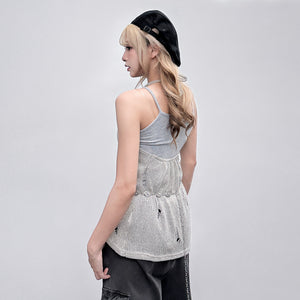 DAMAGE HALTER NECK SLEEVELESS KNIT/ 2色