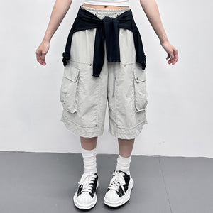[UNISEX] RIVET CARGO BERMUDA NYLON PANTS/ 1色