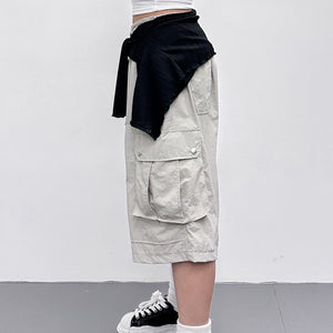 [UNISEX] RIVET CARGO BERMUDA NYLON PANTS/ 1色