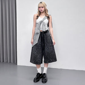 [UNISEX] 有皮帶位! LEOPARD BERMUDA PANTS/ 2色
