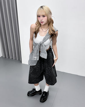 [UNISEX] 有皮帶位! LEOPARD BERMUDA PANTS/ 2色