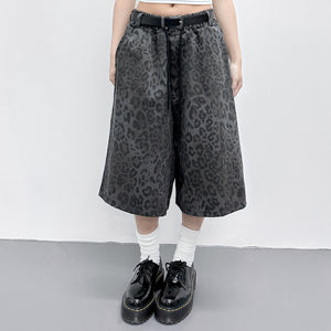 [UNISEX] 有皮帶位! LEOPARD BERMUDA PANTS/ 2色