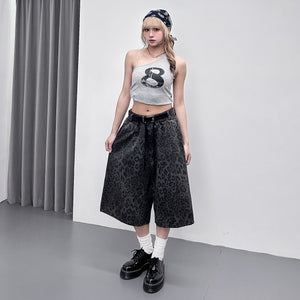 [UNISEX] 有皮帶位! LEOPARD BERMUDA PANTS/ 2色
