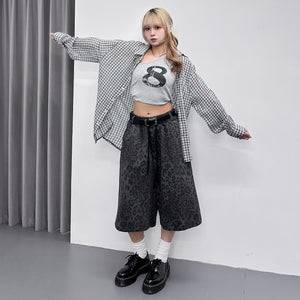 [UNISEX] 有皮帶位! LEOPARD BERMUDA PANTS/ 2色