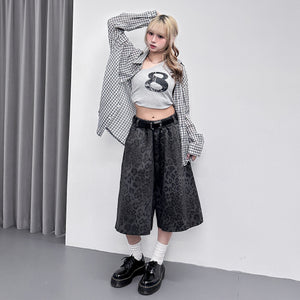 [UNISEX] 有皮帶位! LEOPARD BERMUDA PANTS/ 2色