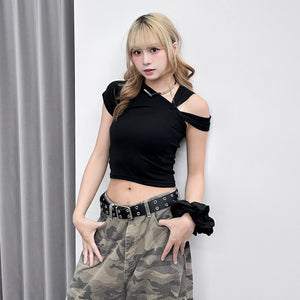 [2WAY] UNTIE THE KNOT CROP TEE/ 2色