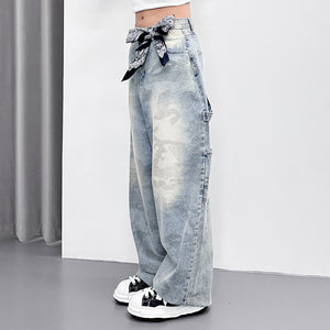 GREY BLUE CAMOUFLAGE BALLOON DENIM PANTS/ 1色