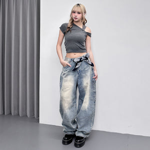 [2WAY] UNTIE THE KNOT CROP TEE/ 2色