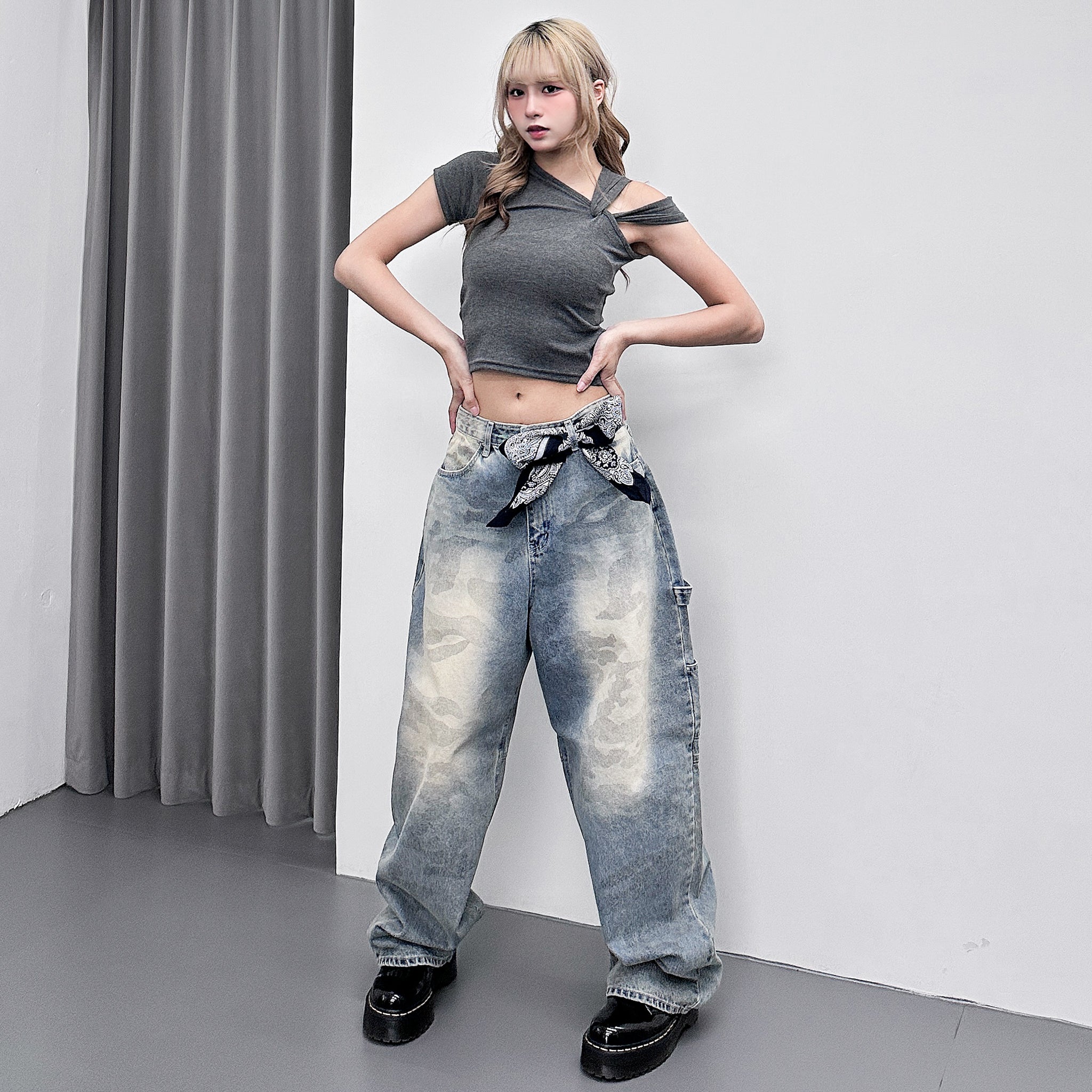 [2WAY] UNTIE THE KNOT CROP TEE/ 2色