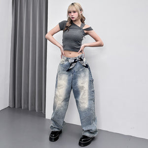 [2WAY] UNTIE THE KNOT CROP TEE/ 2色