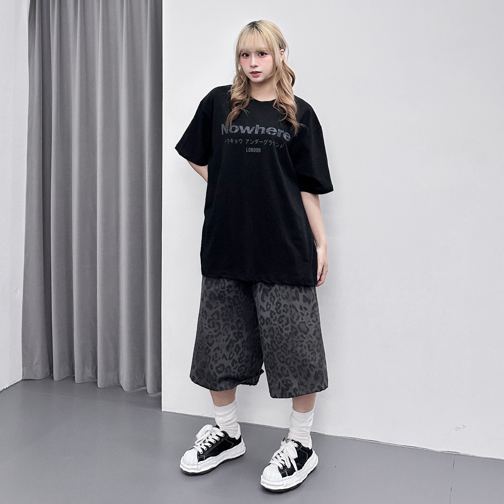[UNISEX] 有皮帶位! LEOPARD BERMUDA PANTS/ 2色