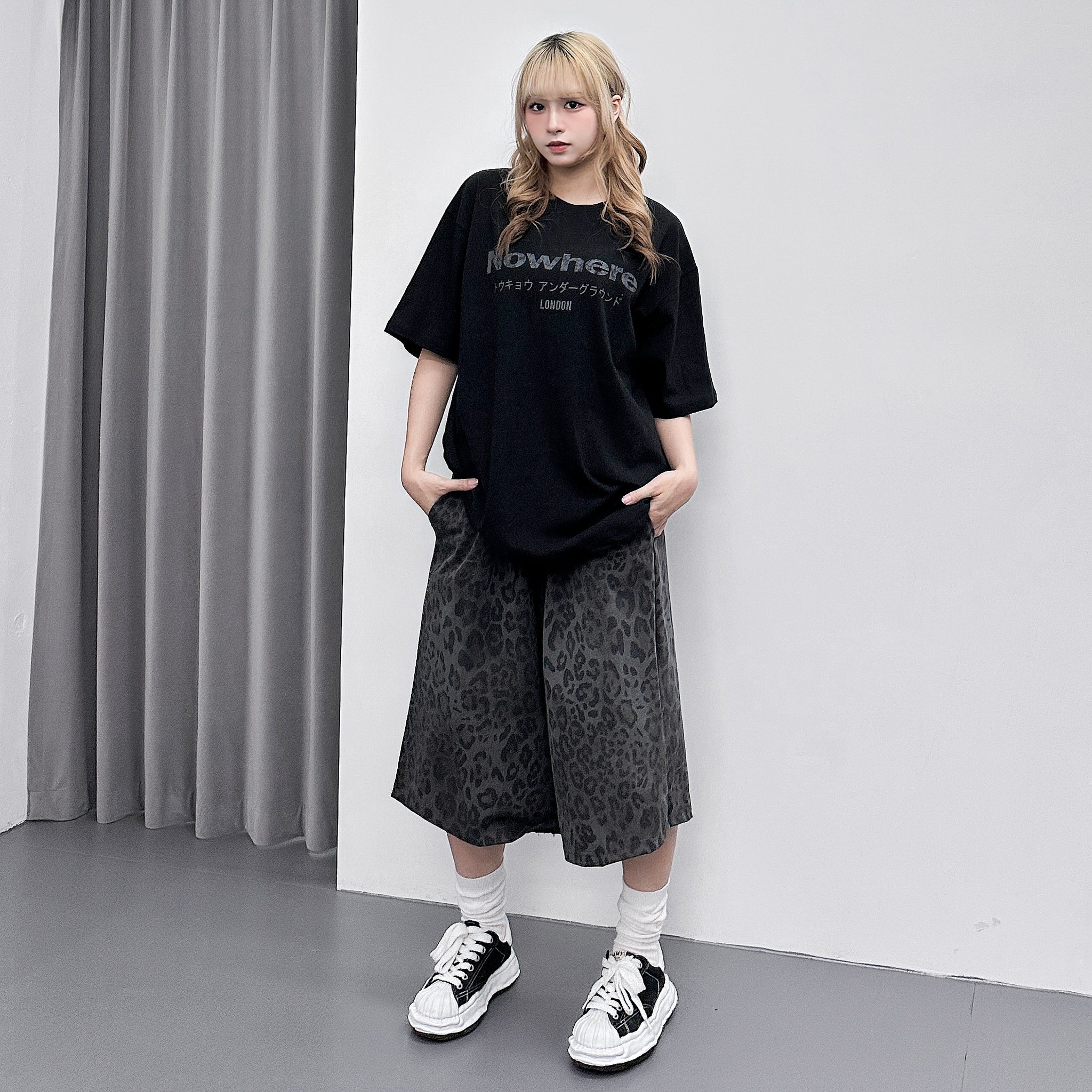 [UNISEX] 有皮帶位! LEOPARD BERMUDA PANTS/ 2色