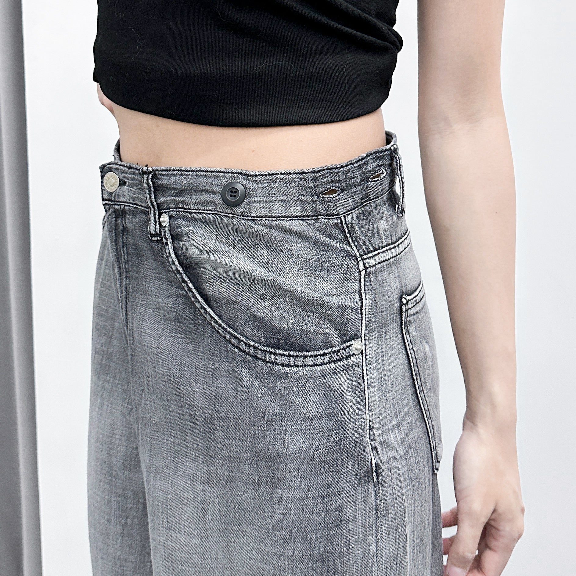 [細腰圍OK] SUMMER BUTTONED DENIM PANTS/ 1色