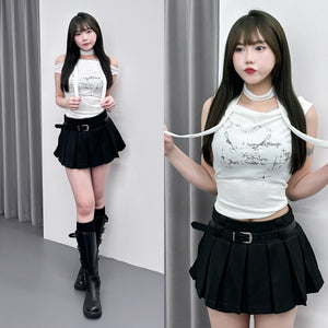 [2WAY: TANK TOP&OFF SHOULDER] SECRET ANGEL TOP WITH SCARF SET/ 1色