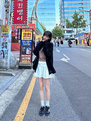 [UNISEX] 高質耐穿! 黑色通花帽款外套/ 1色