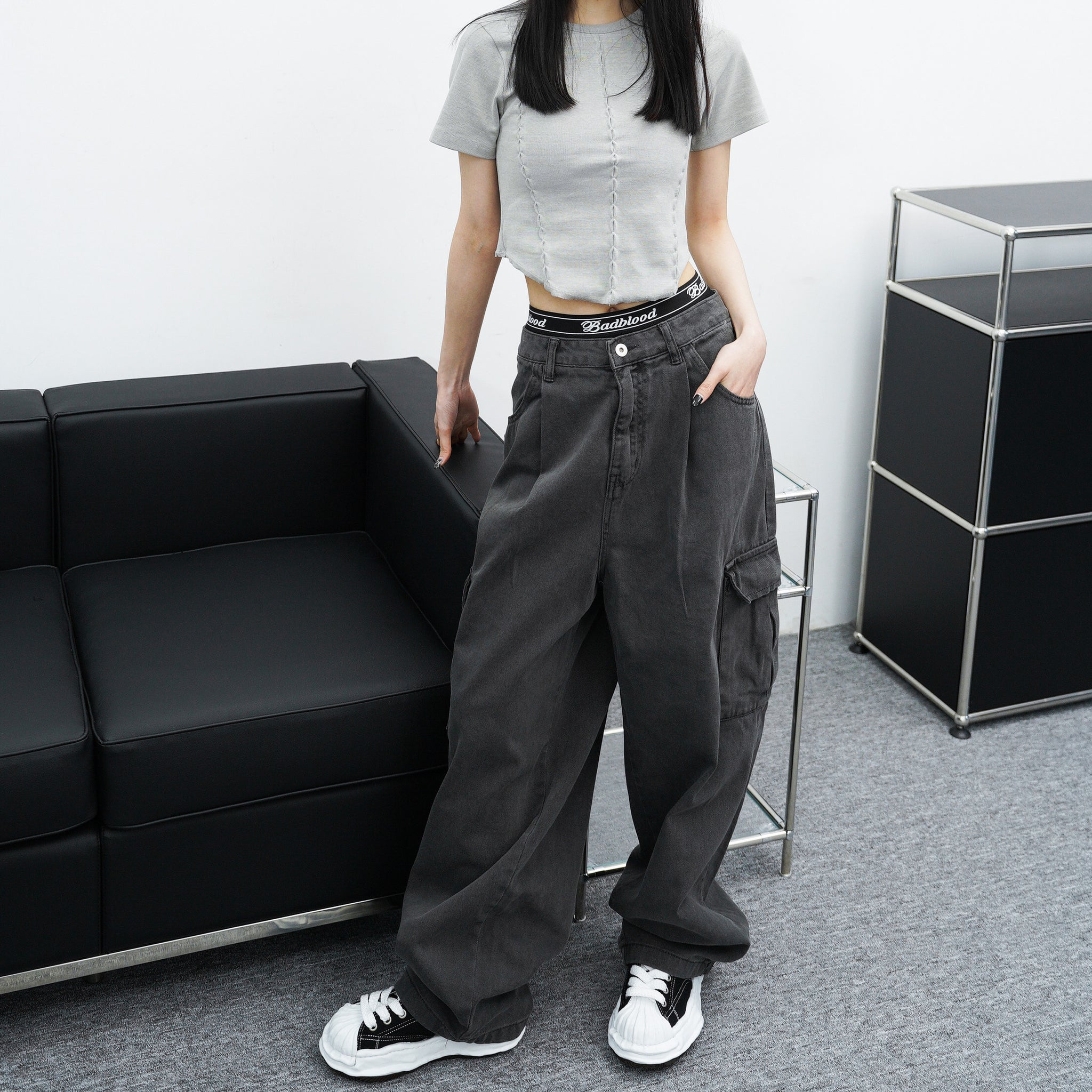 [UNISEX] Dyeing Cargo Denim Pants/ 2色