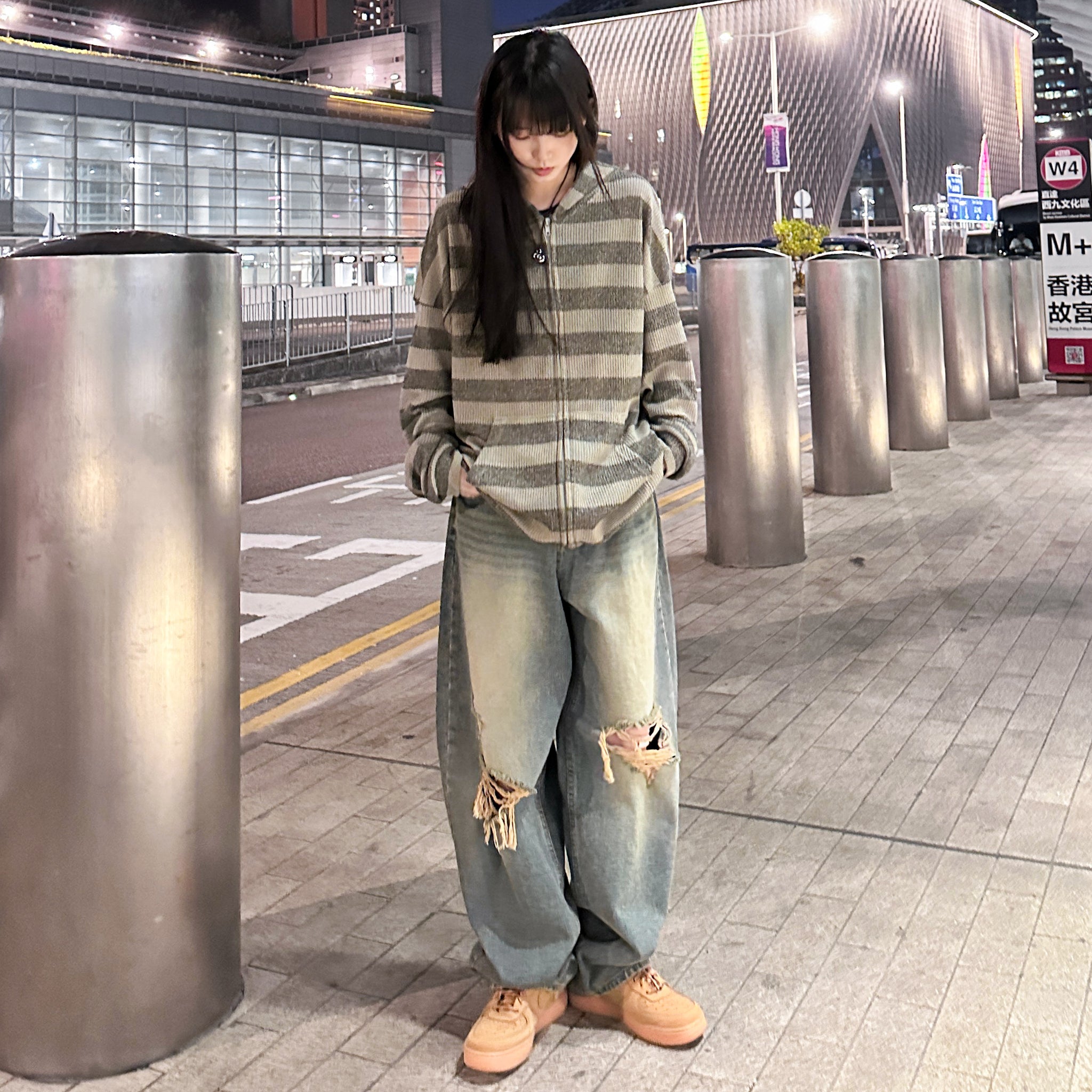 [UNISEX] 春夏適用!! 橫間半透帽款外套/ 2色