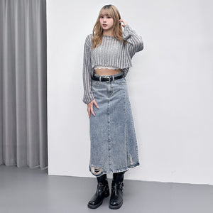 DAMAGE DENIM LONG SKIRT/ 1色