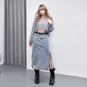 DAMAGE DENIM LONG SKIRT/ 1色