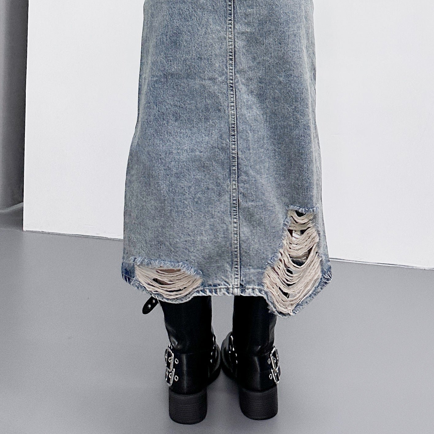 DAMAGE DENIM LONG SKIRT/ 1色