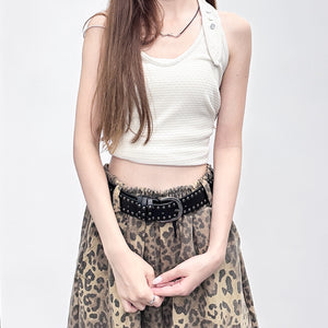 STUDDED WESTERN LEATHER BELT/ 2色