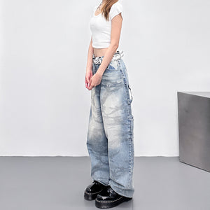 GREY BLUE CAMOUFLAGE BALLOON DENIM PANTS/ 1色