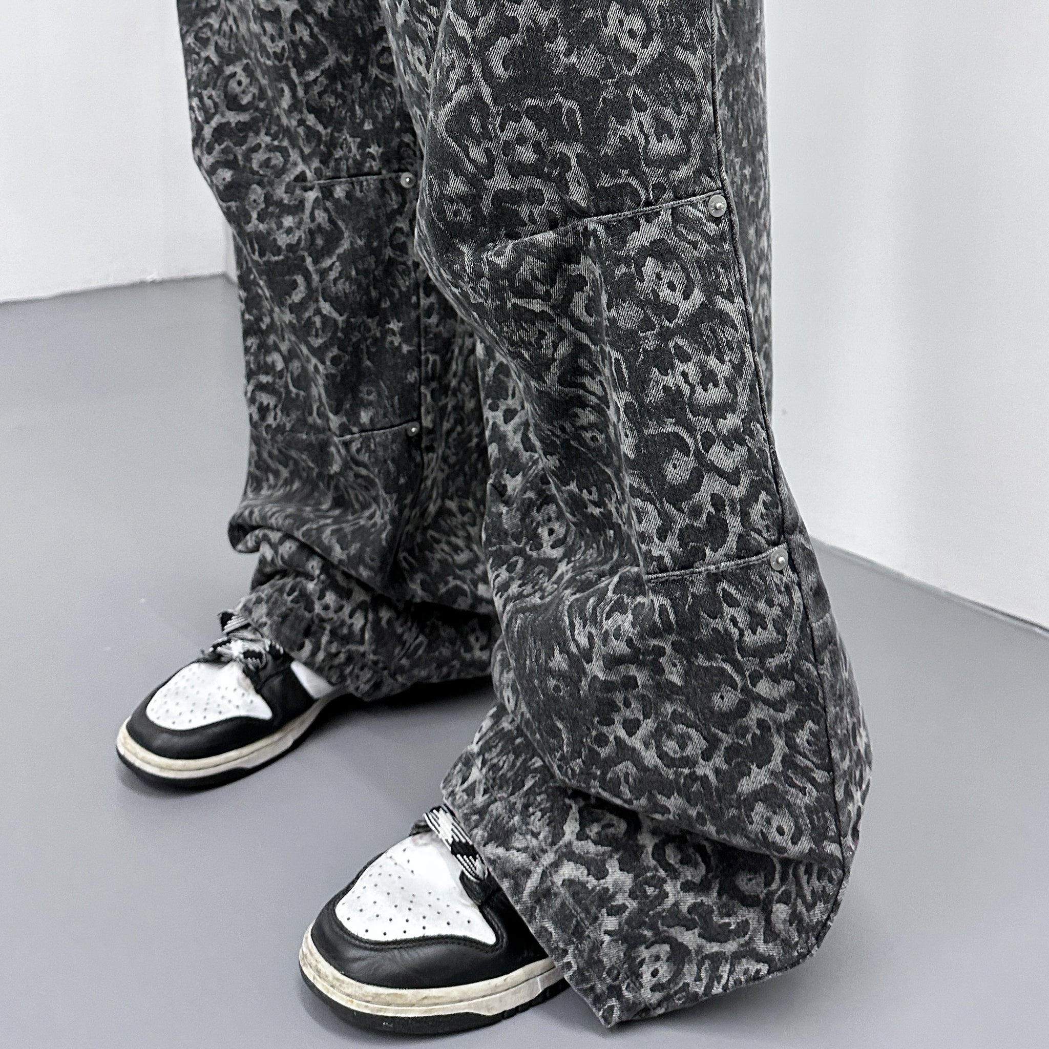 RIVET LEOPARD WIDE DENIM PANTS/ 1色
