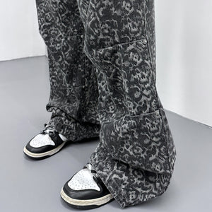 RIVET LEOPARD WIDE DENIM PANTS/ 1色