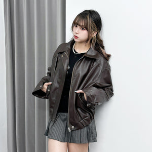 重磅美式復古Leather Jacket/ 2色