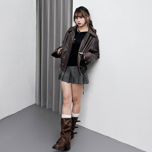 重磅美式復古Leather Jacket/ 2色