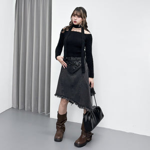 女人味UP毛茸茸SLIM OFF SHOULDER KNITWEAR+頸帶/ 4色