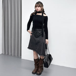 女人味UP毛茸茸SLIM OFF SHOULDER KNITWEAR+頸帶/ 4色