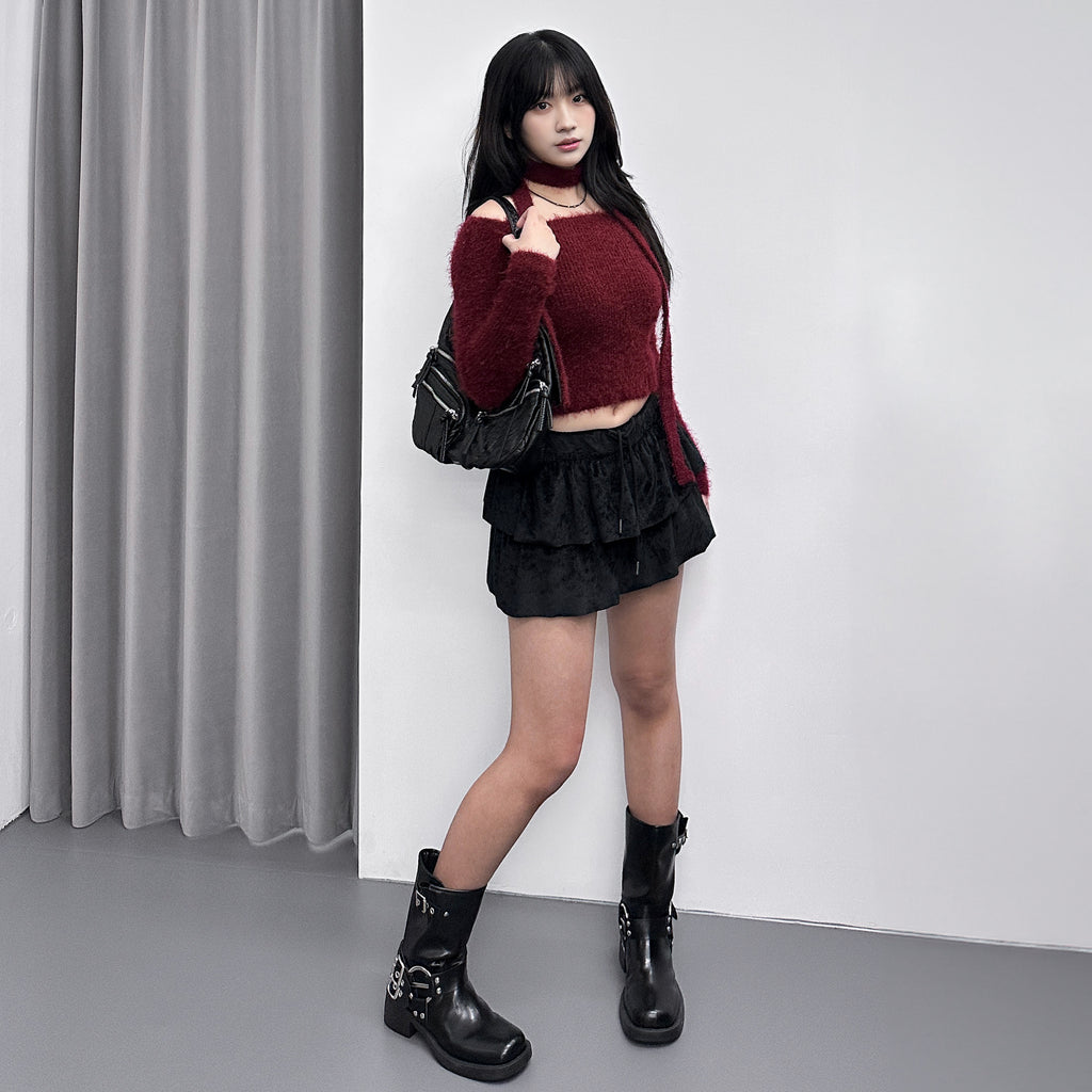 WINTER絨面復古蛋糕裙褲/ 3色
