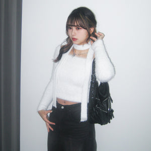 女人味UP毛茸茸SLIM OFF SHOULDER KNITWEAR+頸帶/ 4色