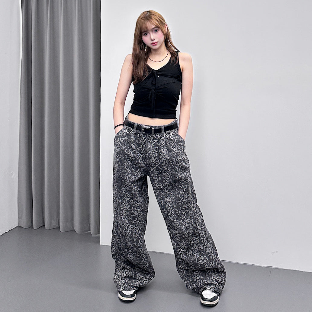 RIVET LEOPARD WIDE DENIM PANTS/ 1色