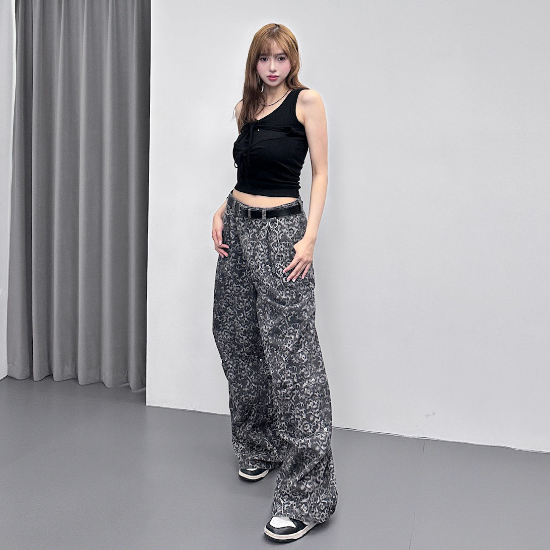 RIVET LEOPARD WIDE DENIM PANTS/ 1色