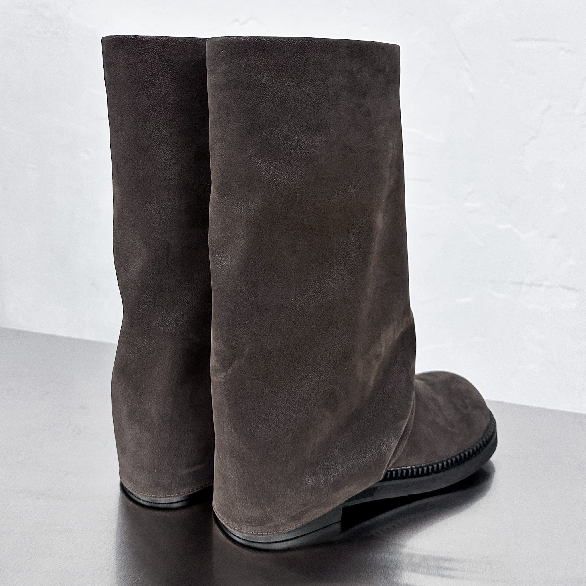 [啡色麂皮秋冬必備] FOLDING SUEDE MIDDLE BOOTS/ 1色