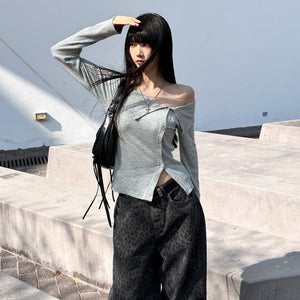 [BEST] SUMMER OFF SHOULDER BUTTON KNITWEAR/ 2色