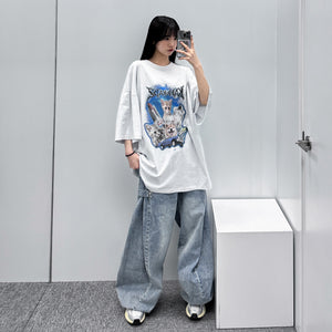 [UNISEX] SPACE SURVIVOR OVERSIZE MEOW TEE /2色