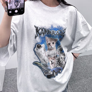 [UNISEX] SPACE SURVIVOR OVERSIZE MEOW TEE /2色