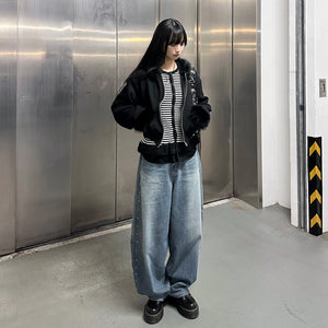 [SUMMER] 銀釘SLUB竹節棉輕盈薄款BALLOON DENIM PANTS/ 1色
